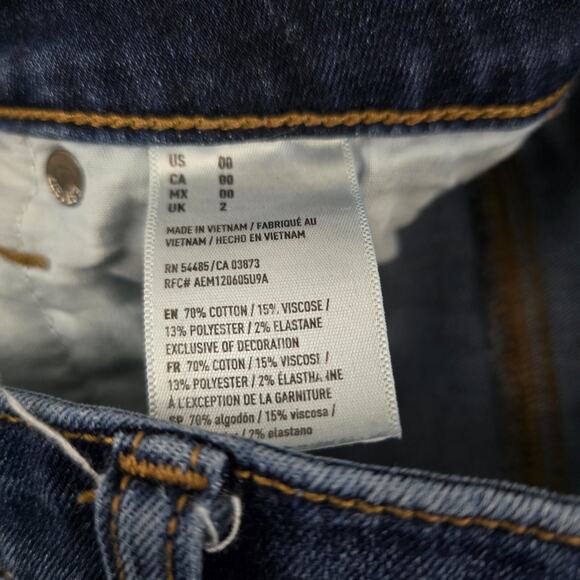 American Eagle hi-rise‎ shortie shorts size 00 super stretch blue womens 5216 - Picture 7 of 8